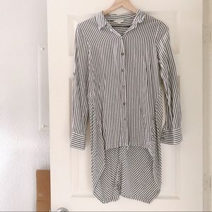 Max Studio blue and white striped button down